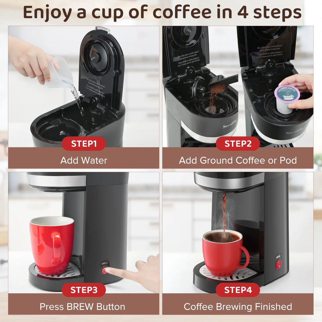 Single Serve Coffee Maker 12 Oz. Stainless Steel R762894