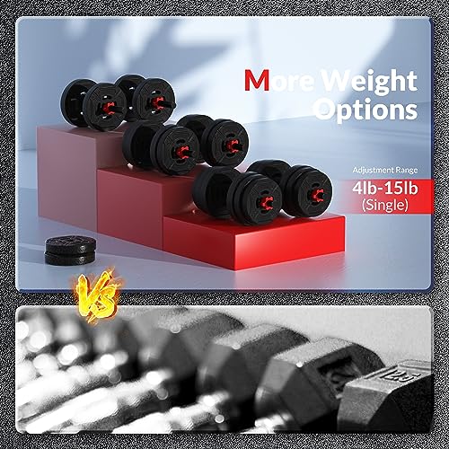 20/32/50/60LBS Adjustable Dumbbell and Barbell Kettlebell Set Y687