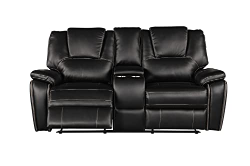 3 Piece Black Faux Leather Power Reclining Sofa Set K4802