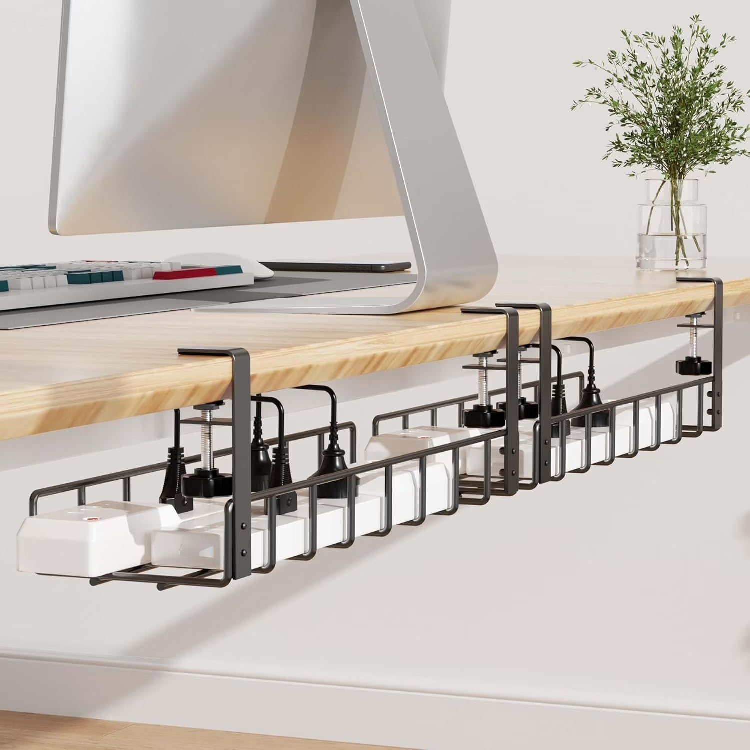 31.4" Black Metal Under Desk Cable Management Tray C854597