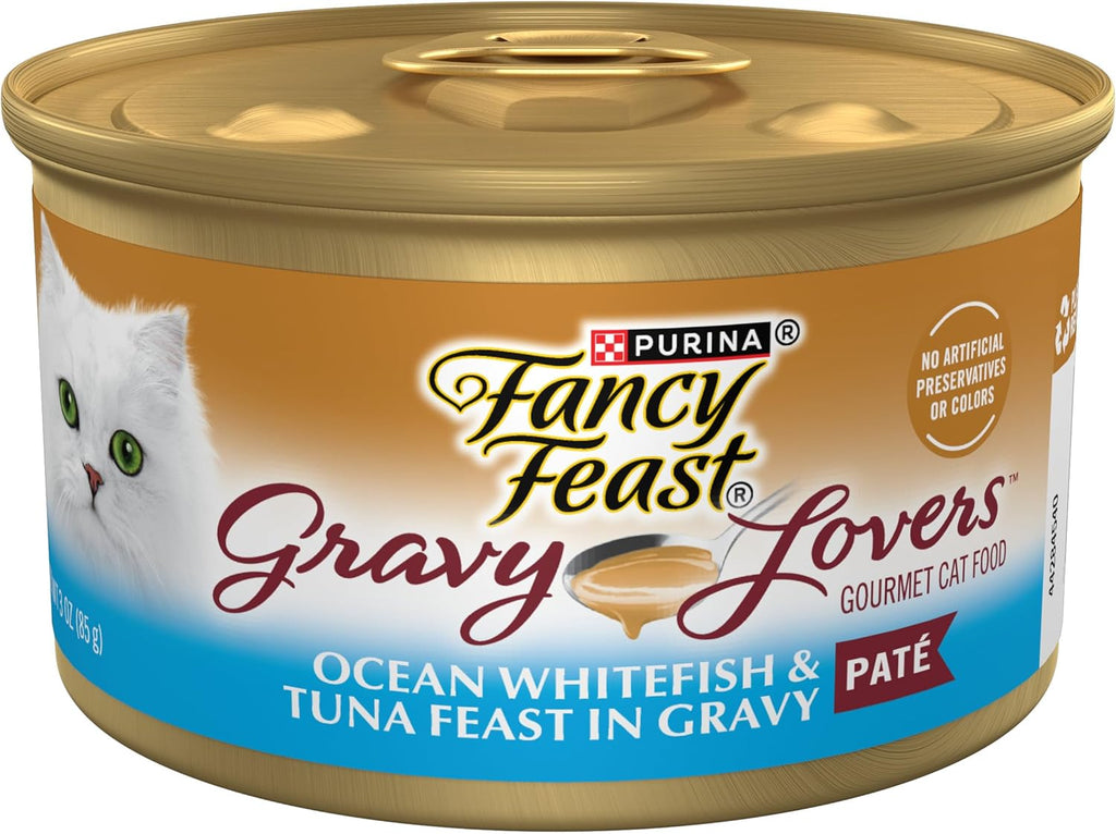 Ocean Whitefish and Tuna Feast Pate Wet Cat Food Gravy - (Pack of 24) 3 oz. Cans N6887