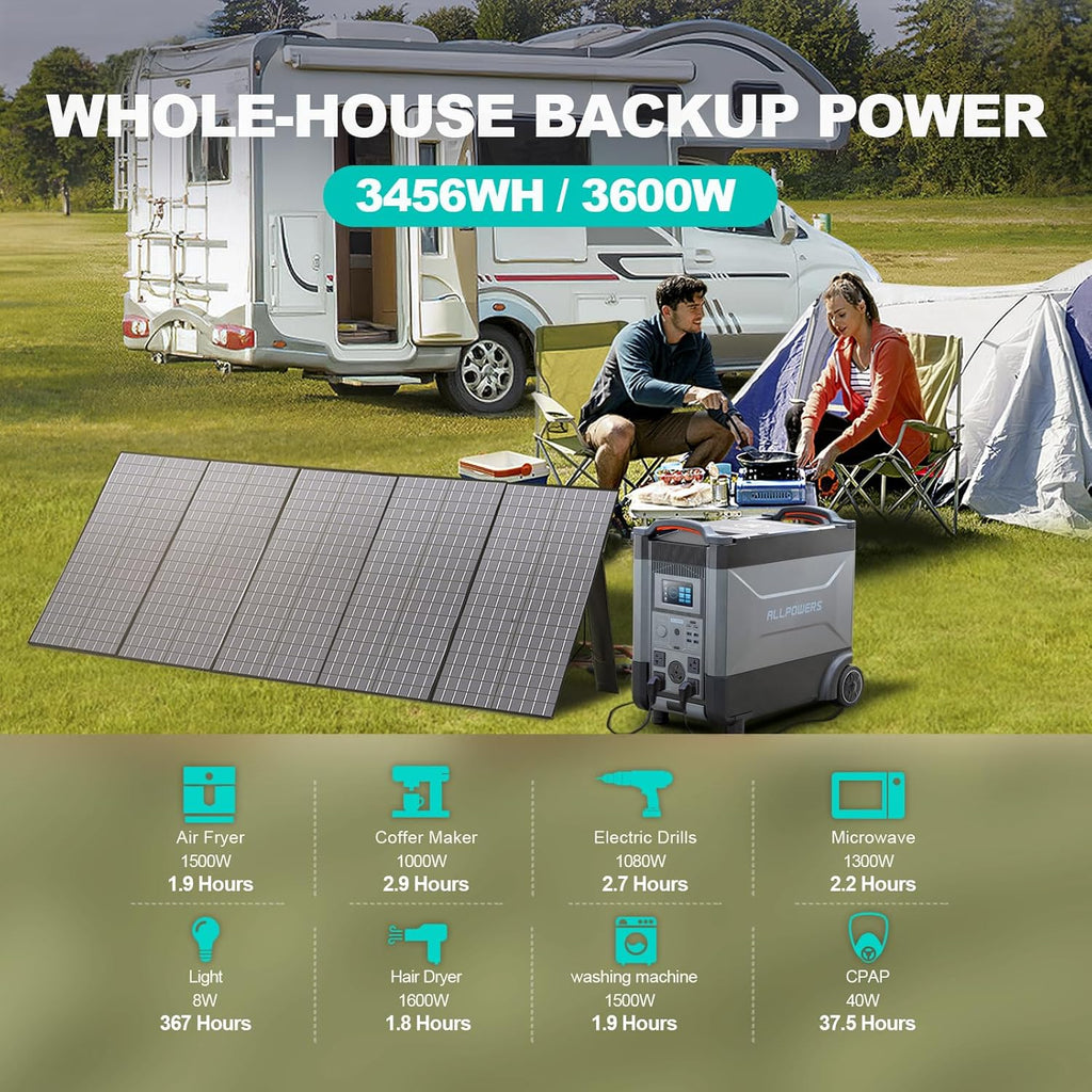 3456Wh LiFePO4 Portable Power Station with 3600W AC Output M745909