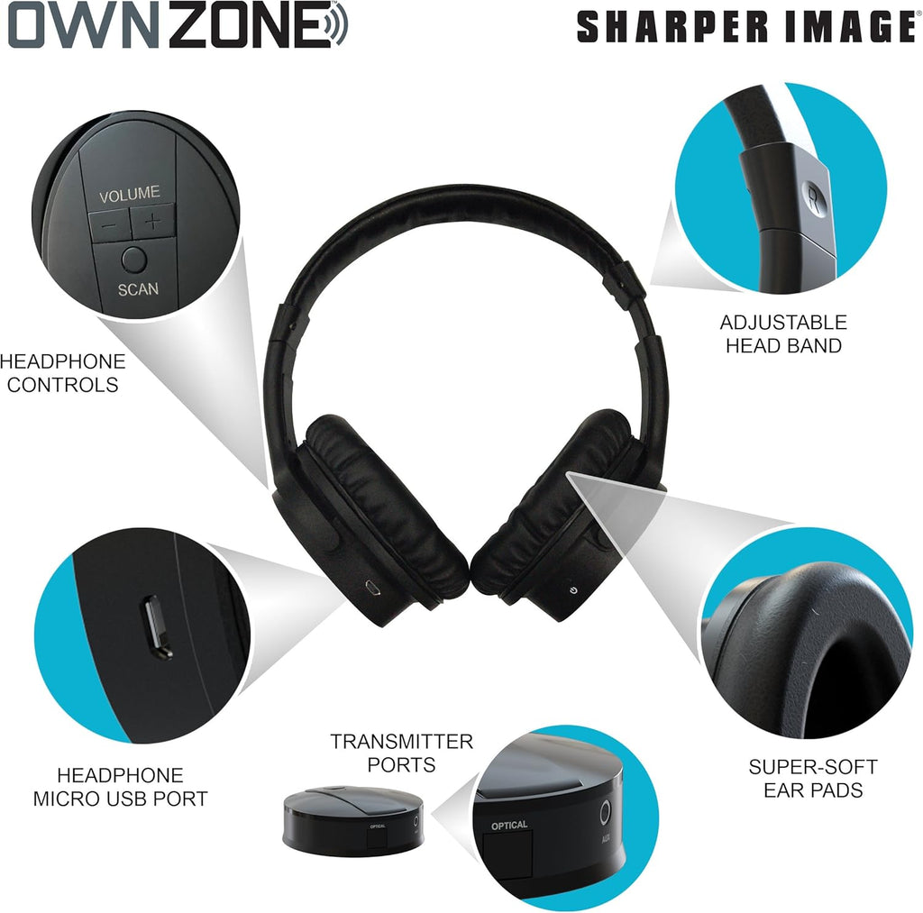 Wireless Rechargeable TV Headphones, Black, 2.4 GHz L651713