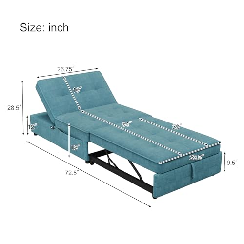 White 4-in-1 Sleeper Sofa Chair Bed with Storage Pocket and USB Port F983024