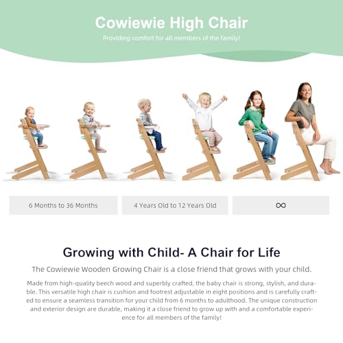 Natural Wooden High Chair with Cushions (Green) E791