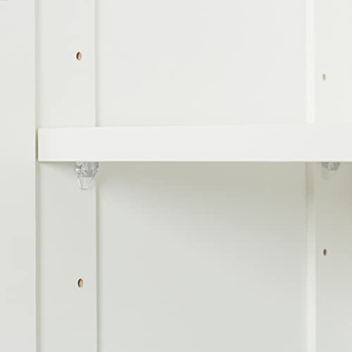 White Two Door Wood Armoire Wardrobe with Shelves S788