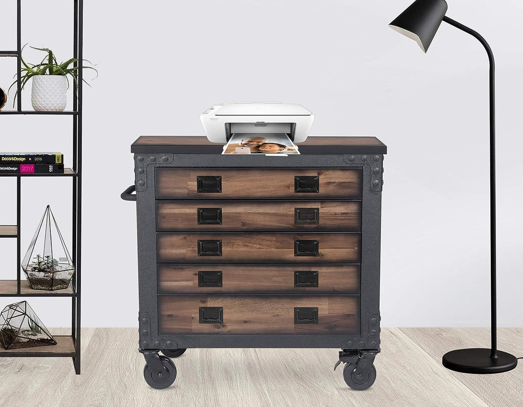 36" 5 Drawer Rolling Tool Chest with Wood Top S5480
