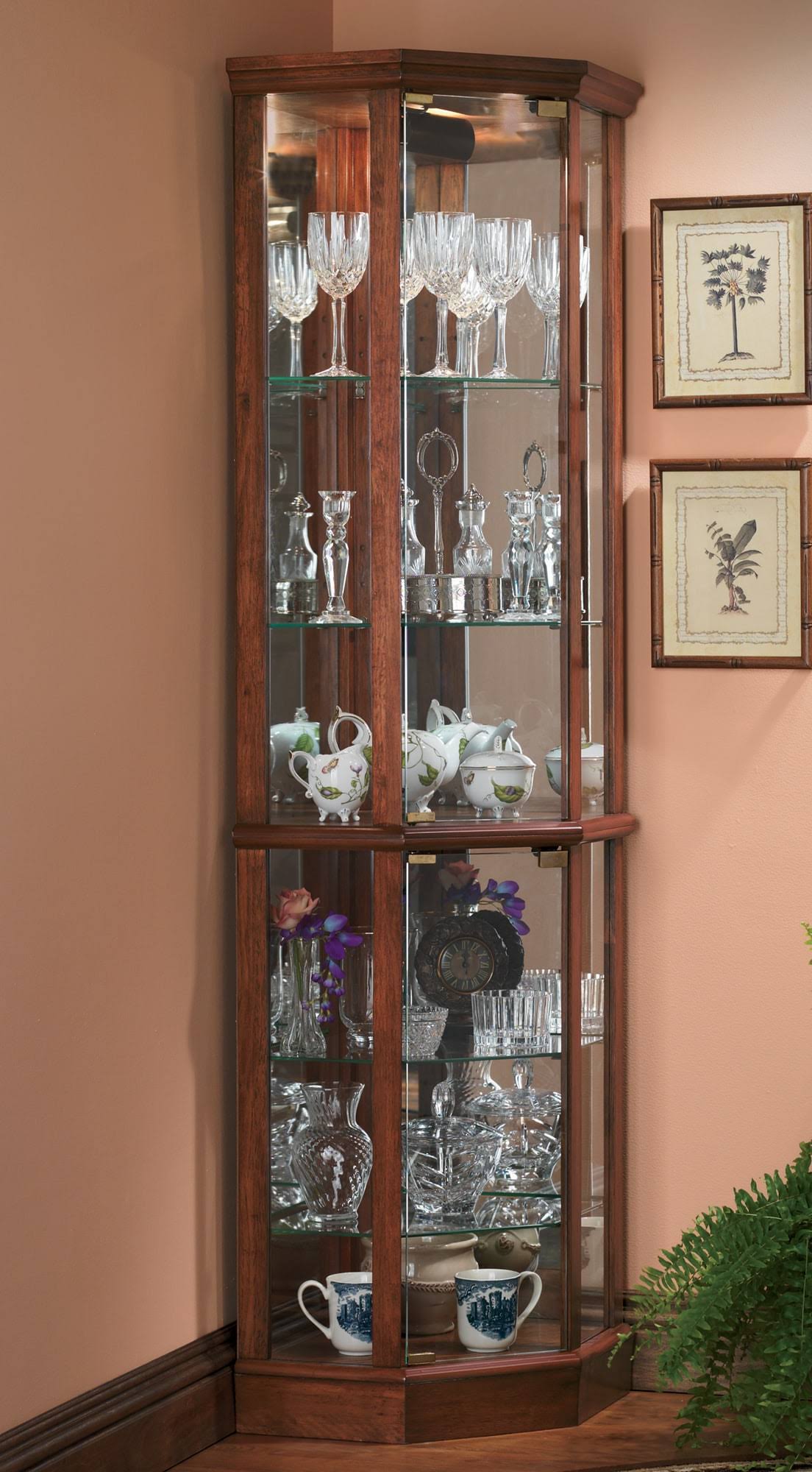 Lighted Glass Corner Curio Cabinet W433564