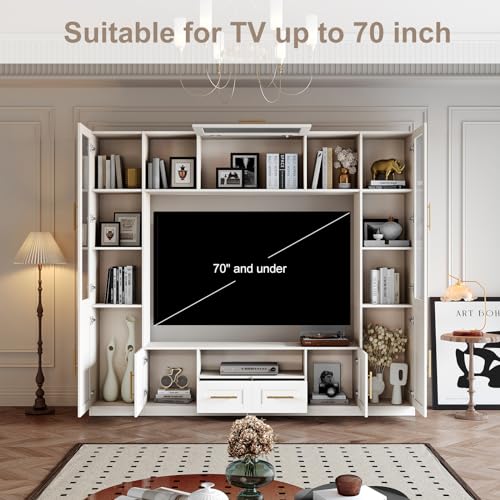 4-Piece White Entertainment Wall Unit with Bookshelves U5380