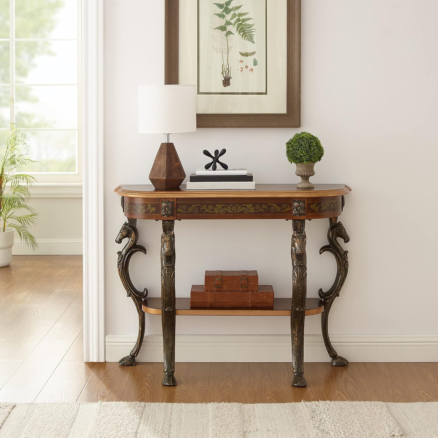 Brown and Gold Console Table 42 x 31.5 x 15.5 D7186