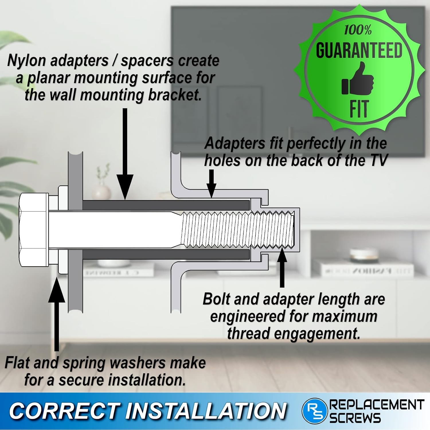 TV Wall Mount Adapter with Screws & Washers W429
