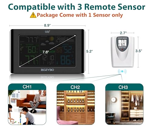 Wireless Indoor Outdoor Thermometer with Atomic Clock Temperature Humidity Monitor L13030