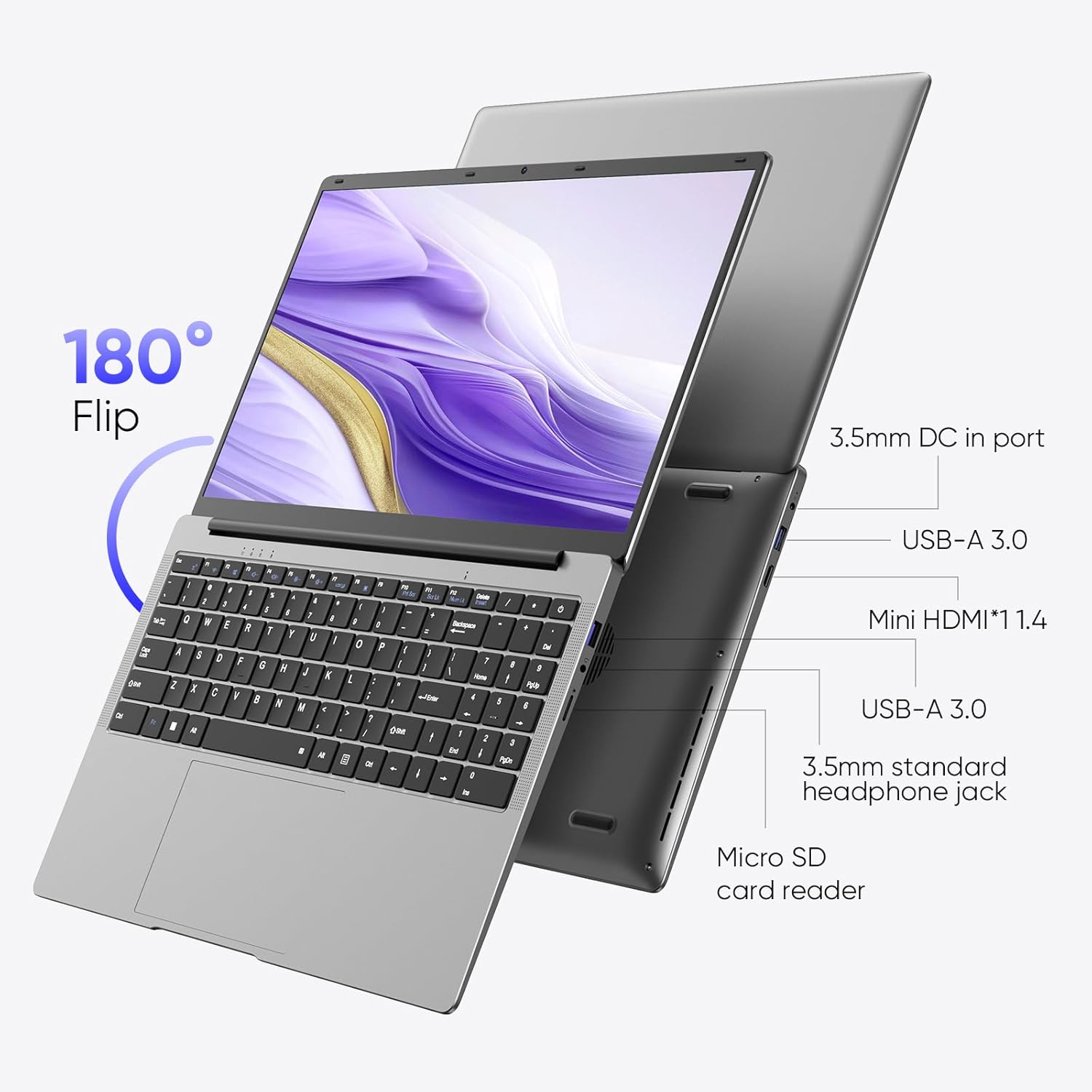 15.6" Windows 11 Pro Laptop, 8GB RAM 256GB Storage, Intel Celeron N4000, Silver P4092