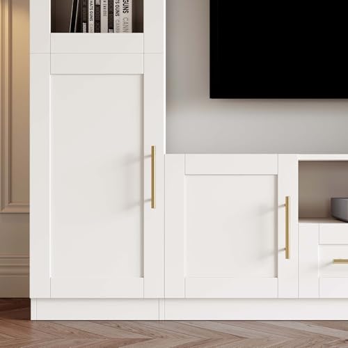 4-Piece White Entertainment Wall Unit with Bookshelves U5380