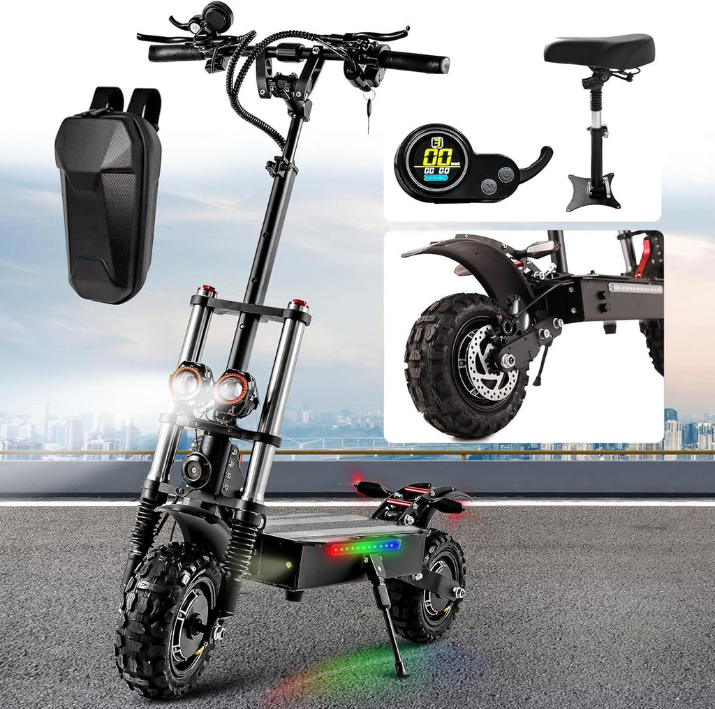 5600W Electric Scooter with Seat, 60V 35Ah, 11'' Fat Tires J825