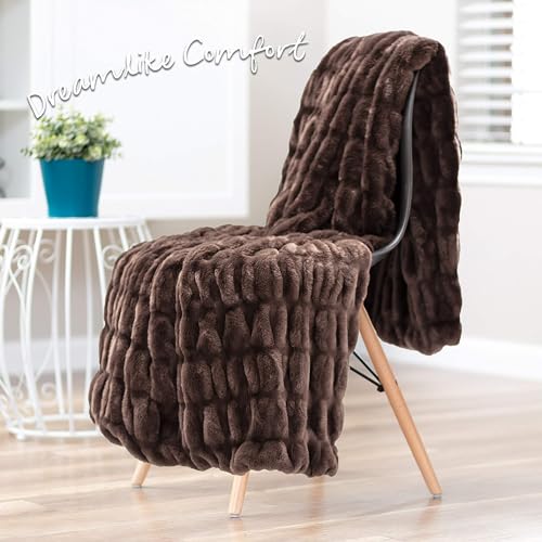 Dark Gray 50" x 65" Faux Fur Throw Blanket H2517