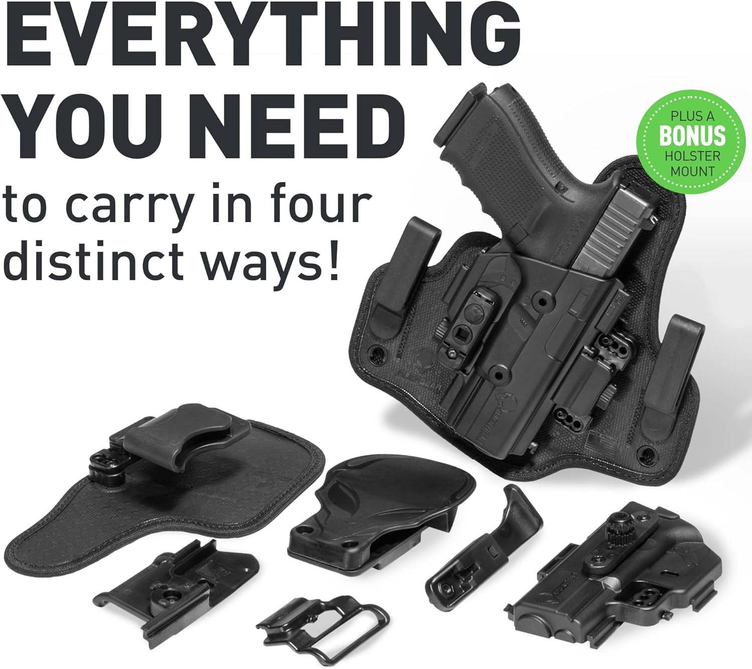 4 in 1 Holster - IWB, Appendix, OWB Paddle, OWB Belt Slide - Right Hand Draw W5969