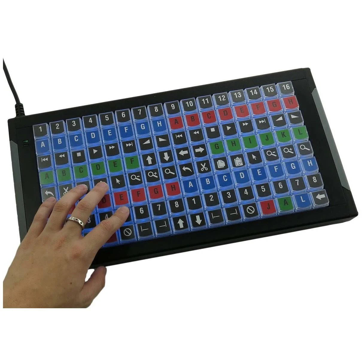 128-Keys Customizable USB Keyboard with Blue and Red Backlighting R4409