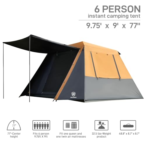 Blackout 6 Person Instant Cabin Tent with Vestibule and Large Mesh Windows Z986