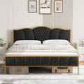King Faux Leather Platform Bed Frame with Headboard R24364
